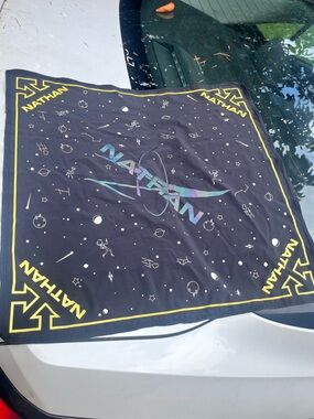 Nathan Space-Themed Bandana Scarf in Black and Yellow